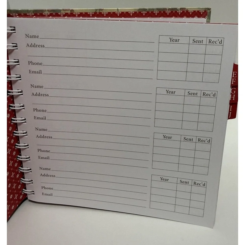 Indexed Address Record Book Christmas Card Tracker Michel & Company Gift 8x7
